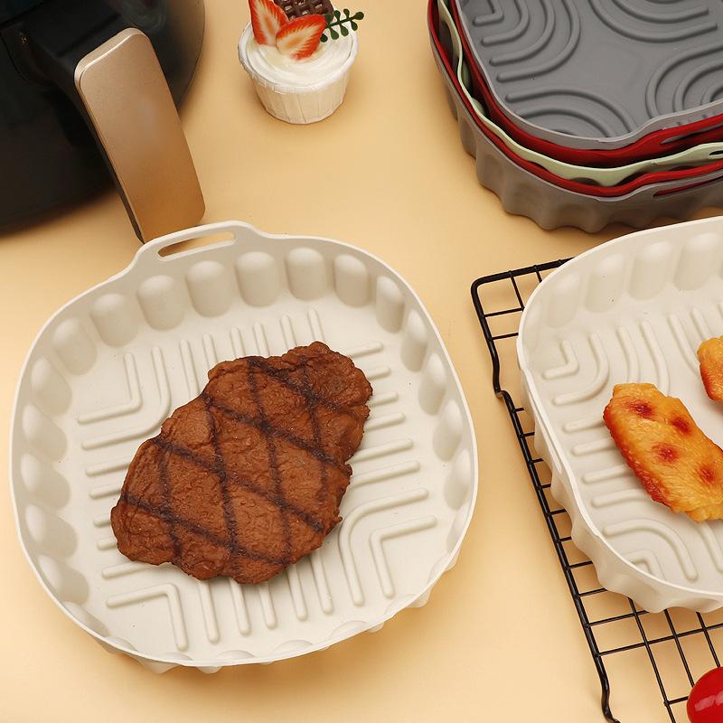 High Temperature Resistant Square Air Fryer Silicone Baking Pan, Non-Stick Oil Easy To Clean Baking Pad, Integrated Silicone Pad
