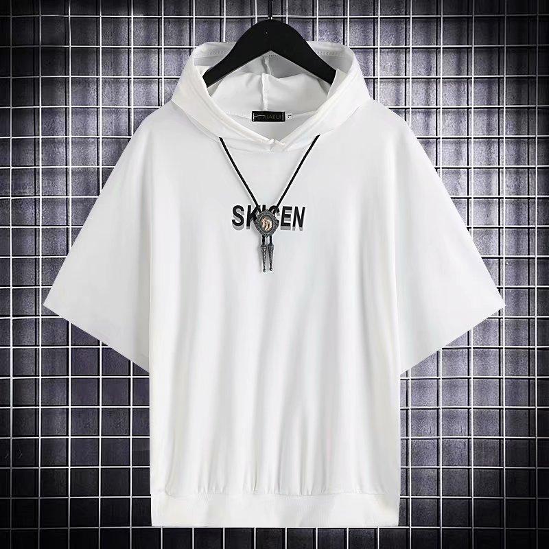 Men's Trendy Hooded Summer T-Shirt - Loose Fit Short-Sleeved