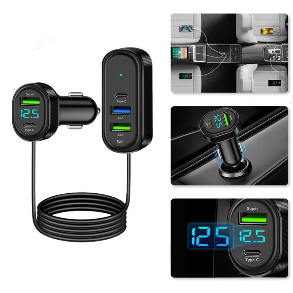 66W Car Phone Charger 5 In 1 Charging Adapter Split Type Car USB Charger