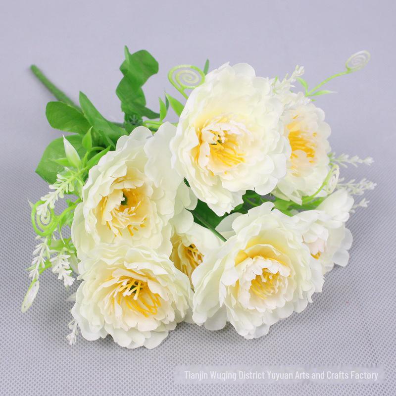 

Набор из 7 маленьких искусственных цветов пиона для украшения дома и улицы белый