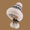 New Winter Knitted Plush Ear Protection Hat Thickened Plush Warmth Lei Feng Hat National Style Cold Proof Hair Ball Big Head Circumference