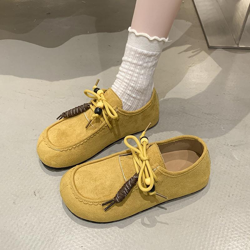 2025 Herbst neue Mode Quaste Schnürung Perlen flachsohlige Einzelne Schuhe Damenschuhe Boken Schuhe vielseitige lässige Einzelne Schuhe