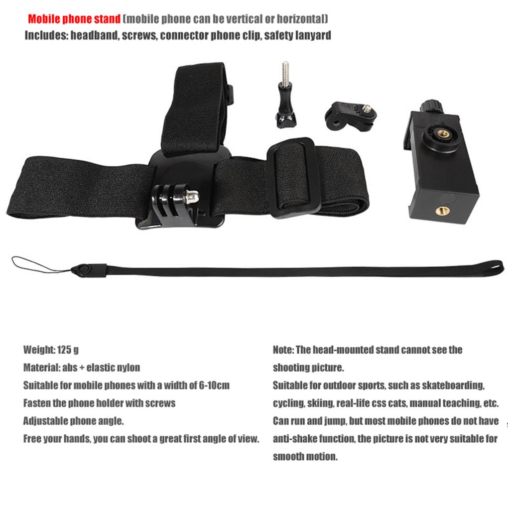 Headband Phone Holder Tool Fixed Holders Adjustable Stable Clamping Fixation Phones Mount Head Straps Clip Fixing Accessory
