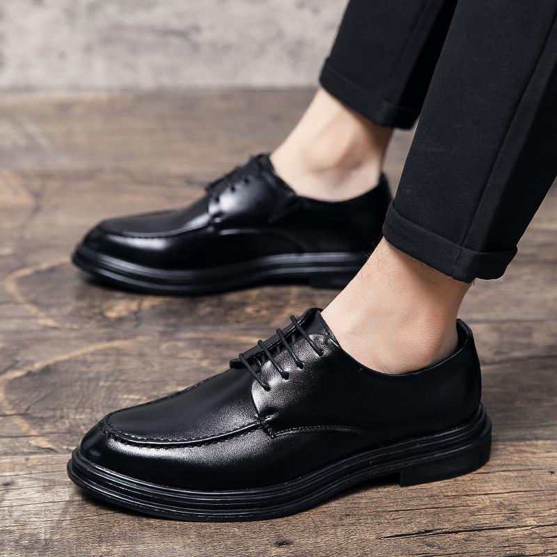 Fashion Classic Brand Men's Leather Casual Shoes Lace Up British Style Brown Men's Business Shoes Soft Soled Brogue Shoes Anti Slip