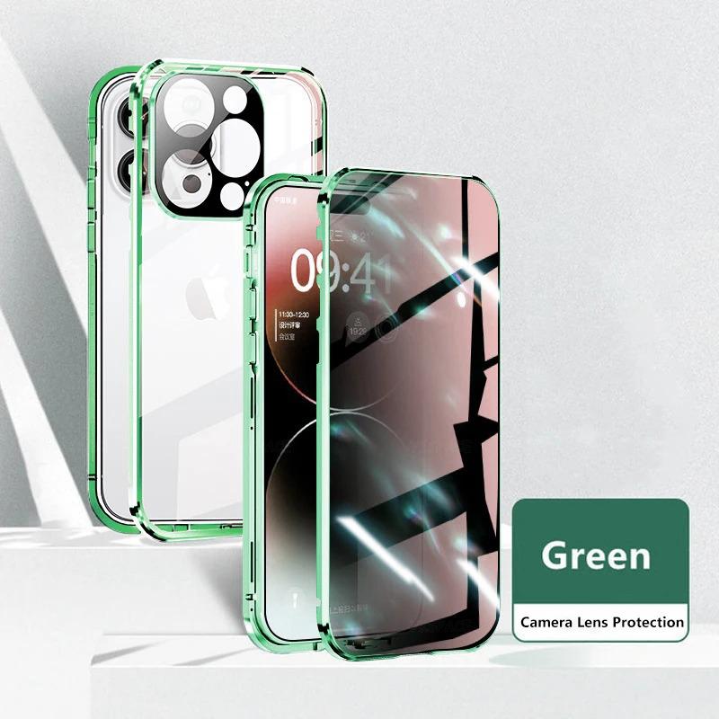 Anti-spionage Privacy Gehard Glas met Lensbescherming Magnetische Adsorptie Hoesje Voor iPhone 16 15 14 Plus 13 12 11 Pro Max