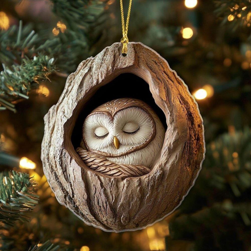 Animal Christmas Ornament 2D Flat Forest Animal Xmas Tree Ornament Acrylic Hanging Woodland Pendant for Garden Tree Home Decor