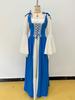 Damen Mittelalter Renaissance Kleid Schulterfrei Glockenärmel Schnürkorsett Vintage Halloween Cosplay Langes Maxikleid