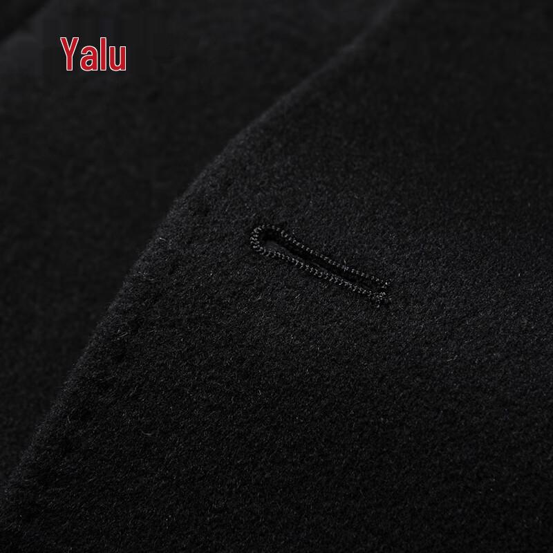 Yalu Men's Wool Blend Double-Breasted Mid-Length Coat with Detachable Down Liner