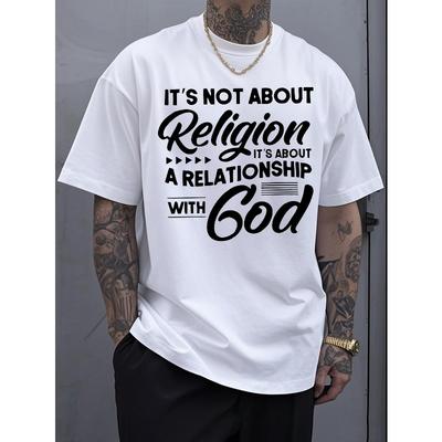 Europäische Größen Herren Lockere Passform Geometrisches Print-T-Shirt - Atmungsaktives Sommer-Essential, Maschinenwaschbares Lässiges Kurzarm-Oberteil, Große Größen