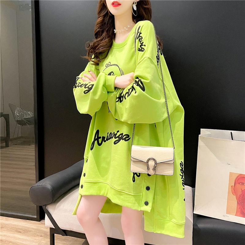 Taglie Forti Donna Autunno Vintage Felpa con Cappuccio Stampa Cartone Animato Larga Casual Manica Lunga Girocollo Streetwear Felpe Capispalla