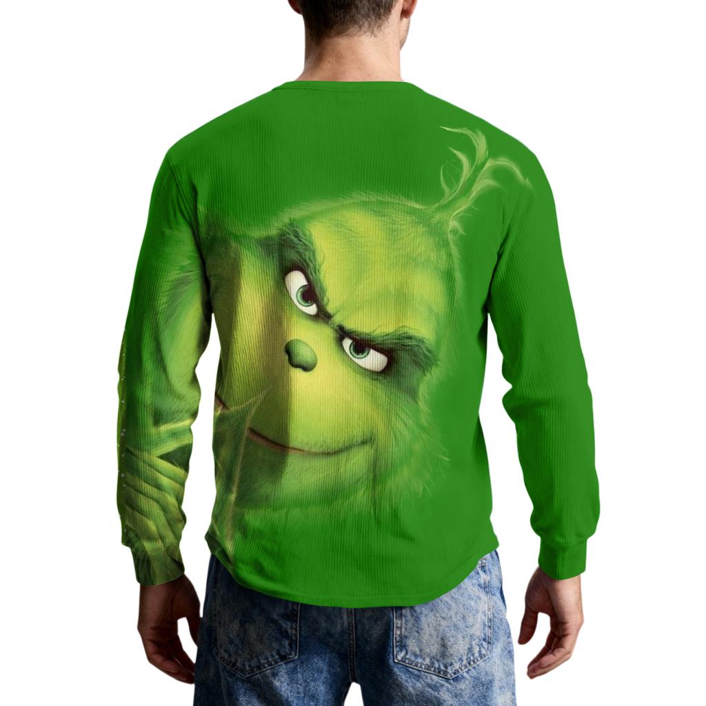 Men's Casual Knit Button-Up Long-Sleeve Shirt