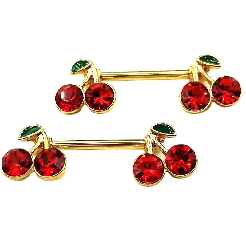 1 stk Søt Kirsebær Zirkon Brystring For Kvinner Kroppspiercing Smykker Sexy Metall Nippelring Brystpiercing Ornament