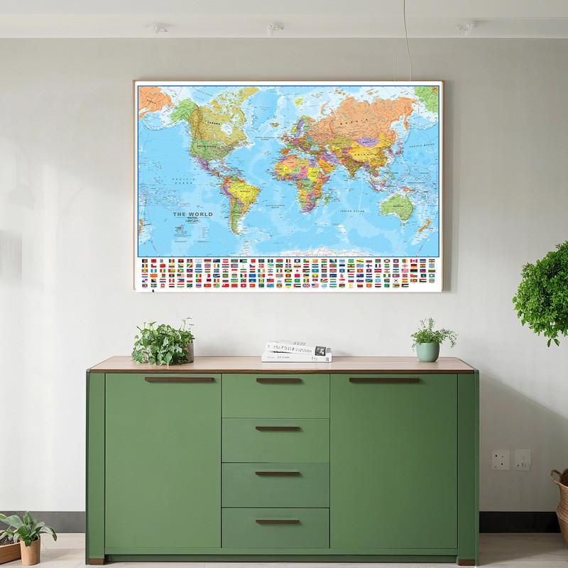 Polyester World Map,Educational Poster Print Wall Art Painting Background Banner,Travel Products,Wall Prints Posters Pictures Decor