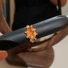 Elegant Diamond Inlaid Oval Geometric Open Ring - Minimalist Luxury Jewelry for Women