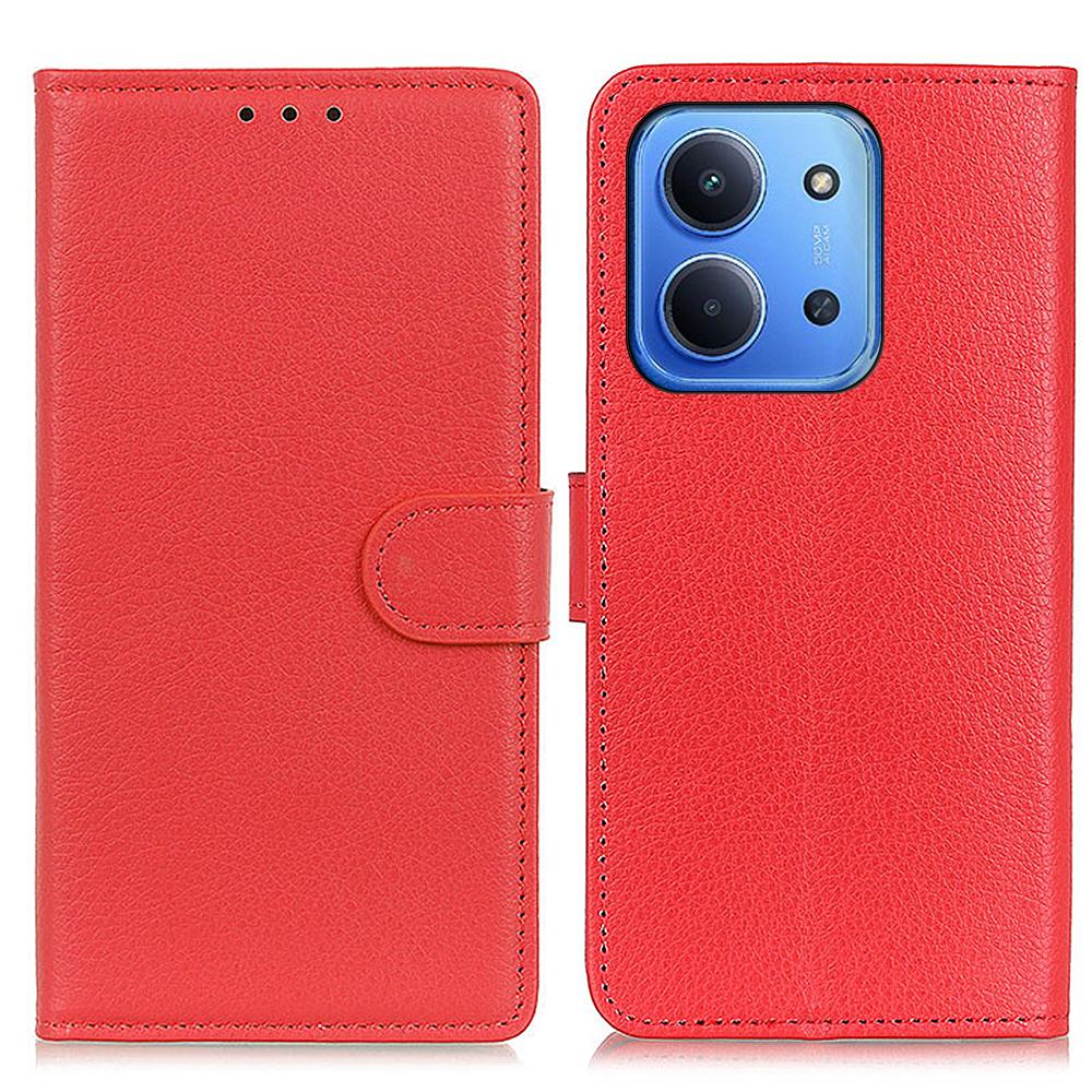 

Для Xiaomi Poco C85 4G/Redmi 15C 4G (171мм) Чохол-гаманець Шкіряний чохол для телефону з поліуретану Текстура лічі Red