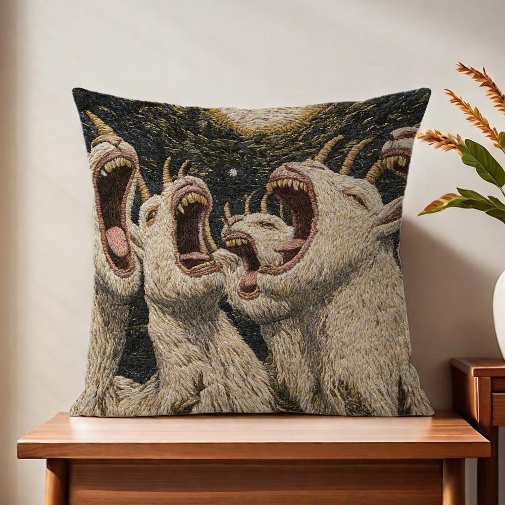 Spooky Goat Face 2D cute cushion cover For Pillow Printing Sofa Decoration Home Car Room Coffee Shop Office Nordic Simplicity