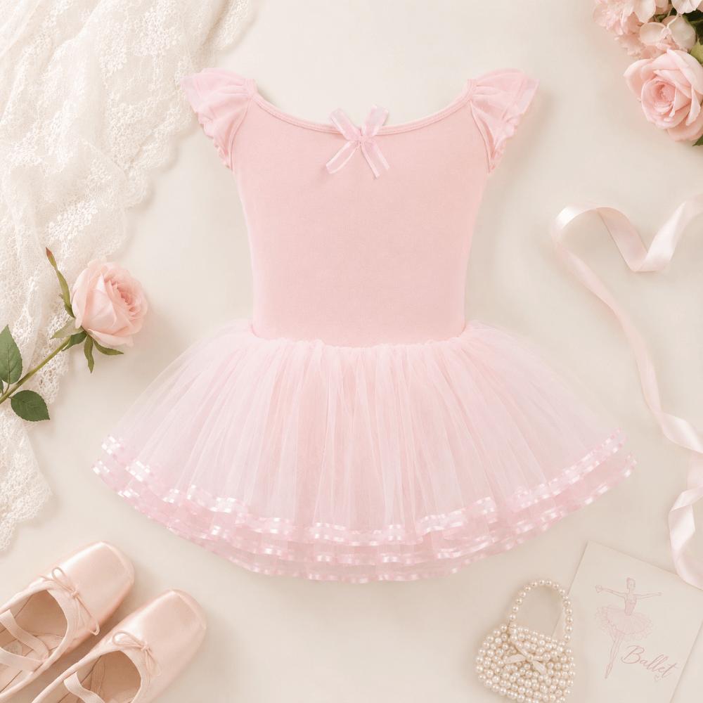 Ruffle Sleeve Gymnastics Tutu Skirts Breathable Ballet Performance Costume  Examination