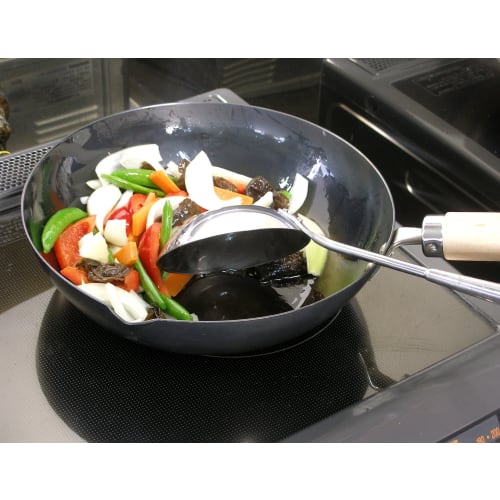 River Light Goku JAPAN Iron Frying Pan, Deep Stir-Frying Pan, 26cm, Iron Nitride Finish, Induction Compatible, Rust Resistant, Wok, Made In Japan, J14