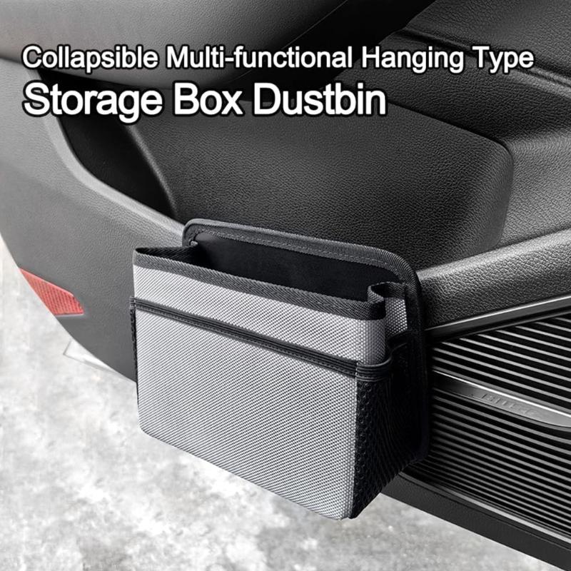 Portable Car Trash Bin Foldable Auto Garbage Container Hanging Storage Box for Front and Back Seat Storage In SUVs Truck