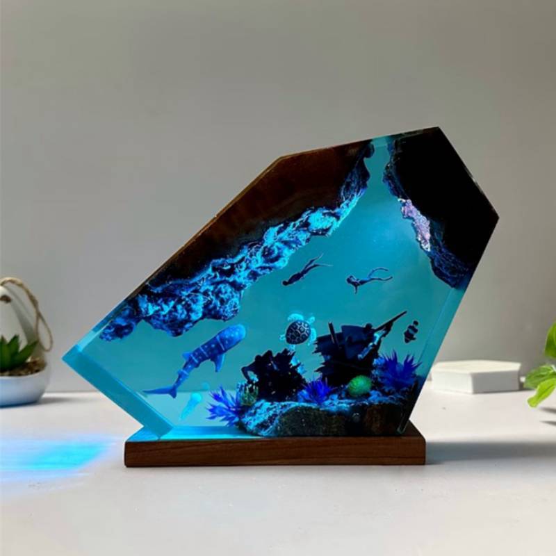 Underwater Resin Lamp Whale Turtle Night Light Home Office Decor Gift For Kids