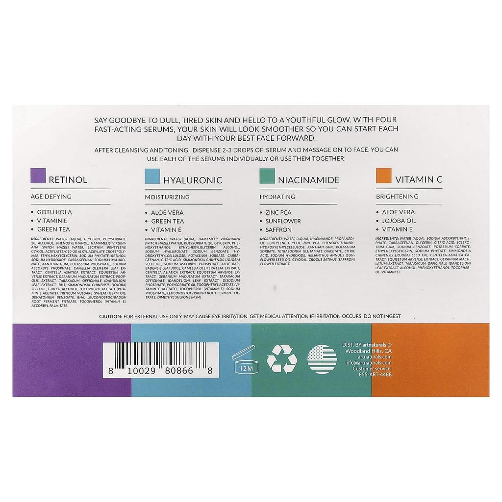 artnaturals, Serum Top 4 Set, 4-pack, 29.5ml (1 fl oz) each