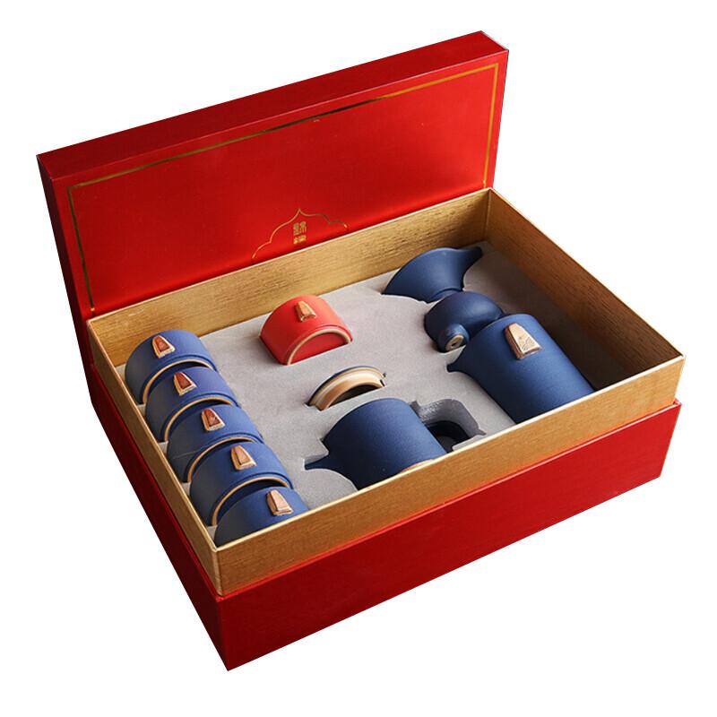 Heyu Xi Jinxu Series Blue Coarse Pottery 7-Piece Tea Set