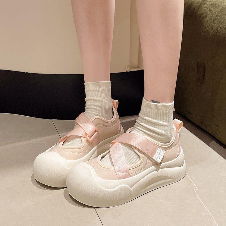 Platform ballet Mary Jane sandals women's outerwear 2025 spring new big head ugly cute shoes sports student hole shoes