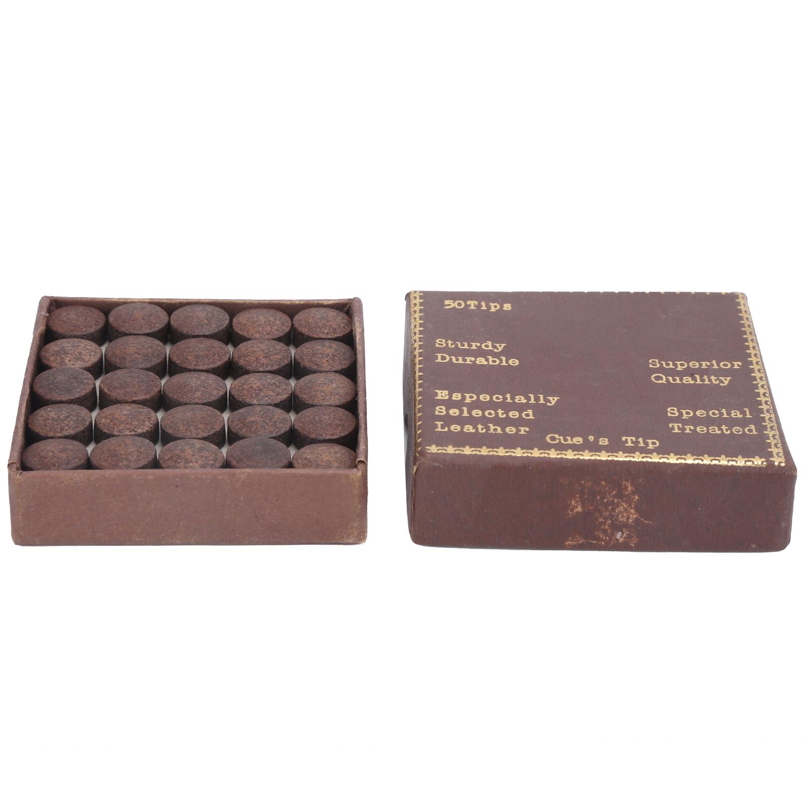 

50pcs box 11mm Cue Tips Kit Snooker Red Leather Cue Stick Tips for Pool Eight Ball