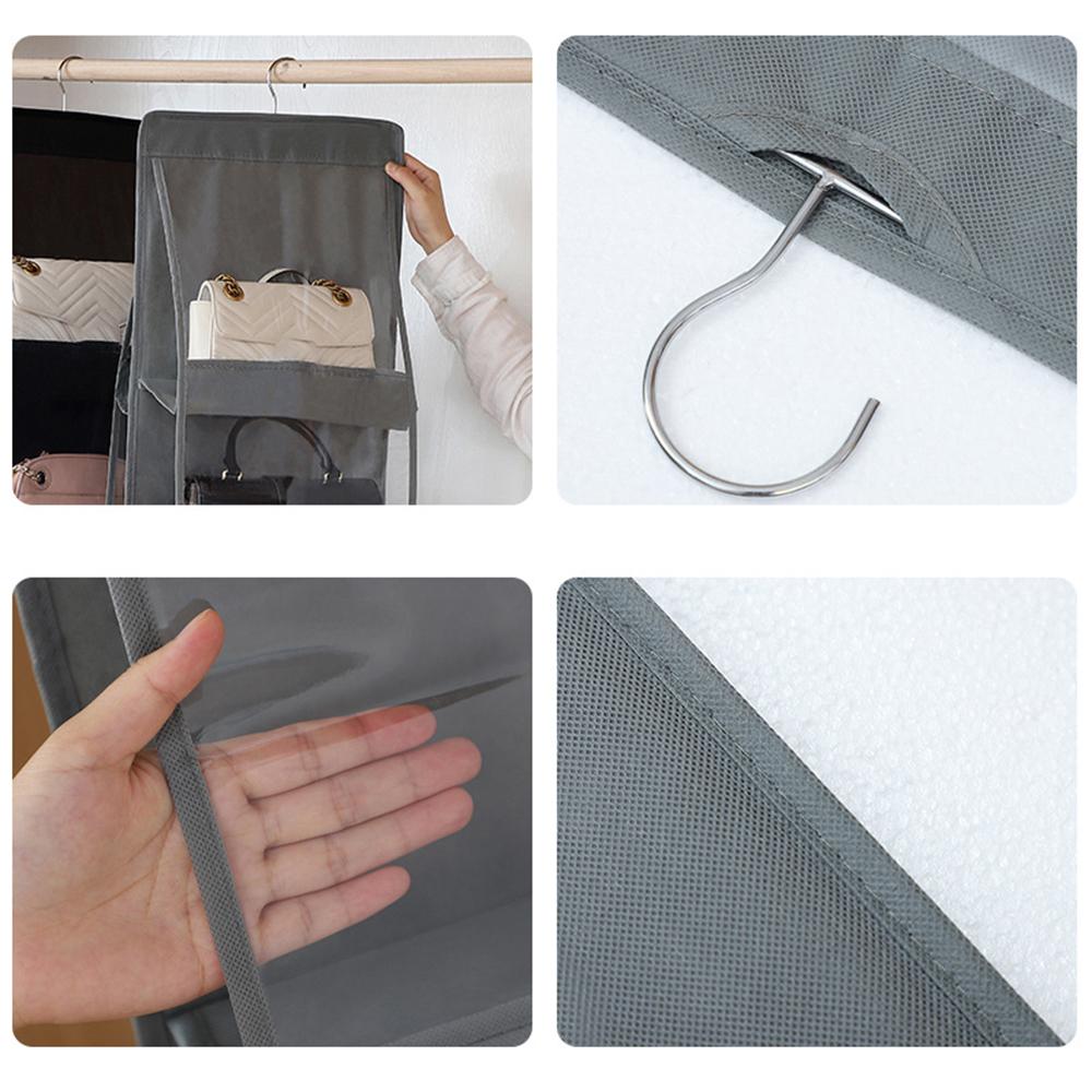 2PC Bag Storage Bag Hanging Bag Hanging 8-sided Transparent Storage Bag Bedroom Closet Dust Bag Foldable
