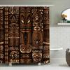 Exotic Style Tribal Bath Shower Curtain Decorative Waterproof Fabric Home Decor Bathroom Hanging Liner Brown, Black Gold Abstrac
