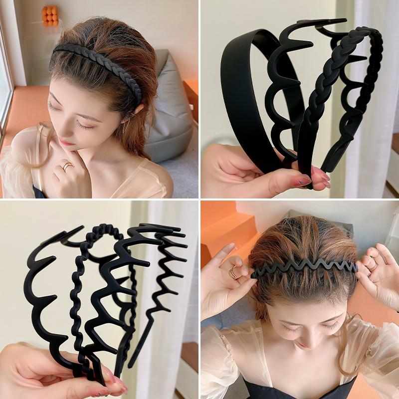 Fascia per capelli per lavaggio viso smerigliato serie nera Versione coreana della fascia in acrilico per accessori per capelli con fascia per capelli per uomo e donna
