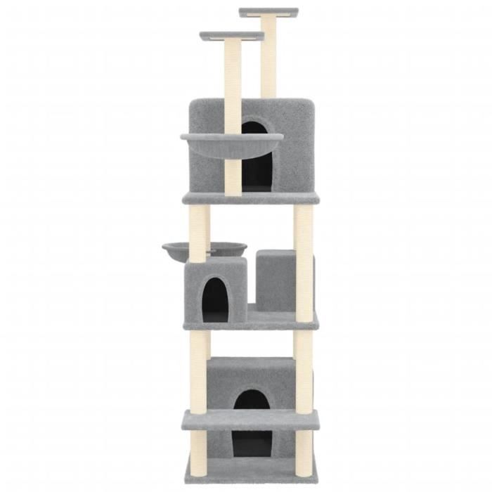 171601 vidaXL Arbre à chat avec griffoirs en sisal Gris clair 180 cm