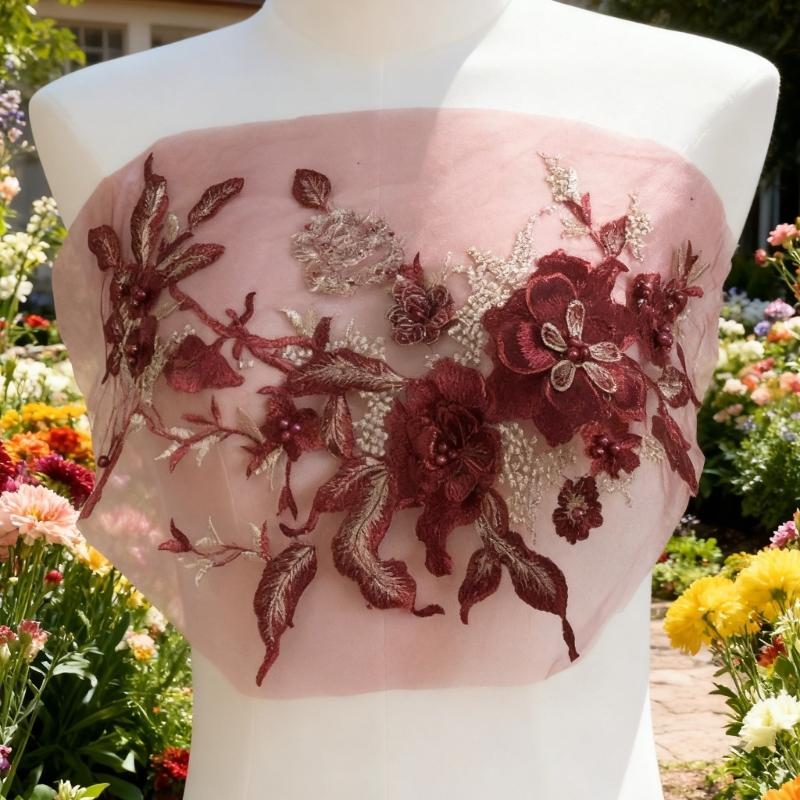 Embroidered Sequins Flower Applique Patches for Clothing Bags Handcraft Decoration Polyester Materials