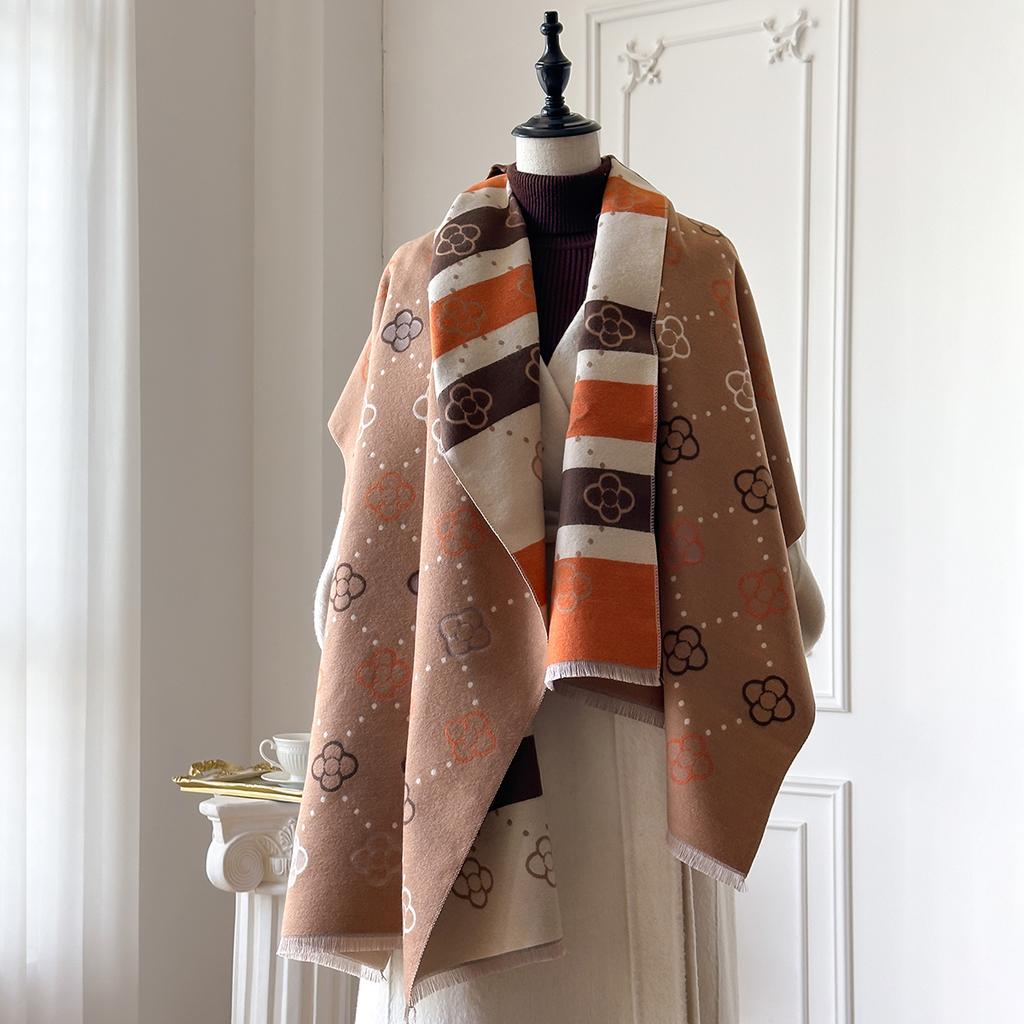 Luxuriöser Herbst- und Winter-Kaschmirschal Damen Neu Warme Pashmina Decke Poncho Schals Mode Druck Schal Dickes Foulard Bufanda