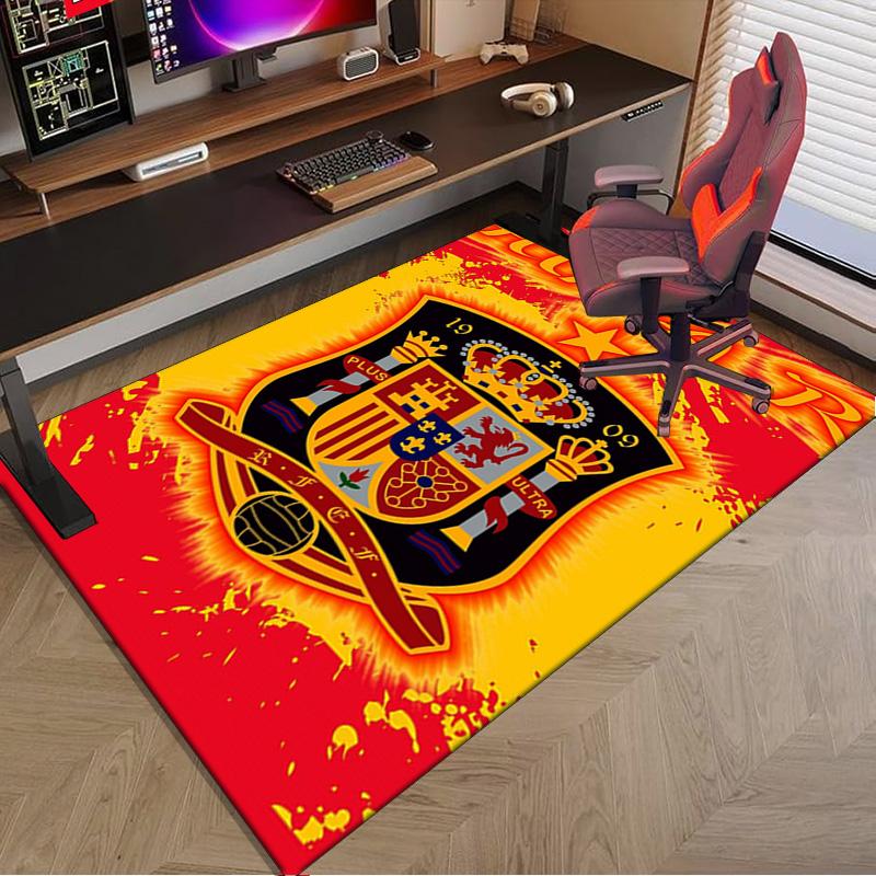Spanien FC Wappen Bedruckter Teppich für Büro, Stuhlunterlage, Dekorativer Teppich Bodenmatte, Große Größe Fan Geschenke Weihnachtsgeschenke