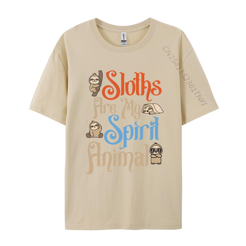 Sloths Are My Spirit Animal Funny Sloth T Shirts Men Pure Cotton Tees Free Shipping Graphic Tee Shirt