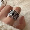 Xiaomi 925 Sterling Silver Rings For Women Geometric Fine Jewelry Finger Adjustable Vintage Flower Stone Ring For Party Birthday Gift