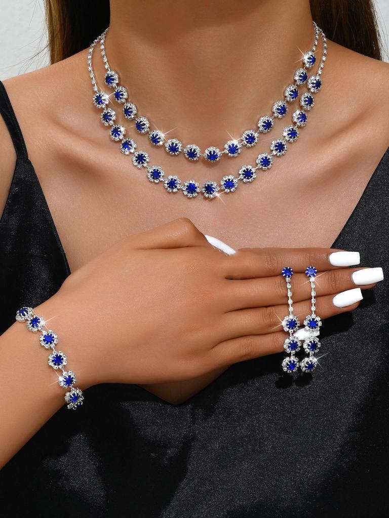 Sonnenblumen Diamant Halskette und Ohrring Set - Hochzeits Schmuck Accessoires