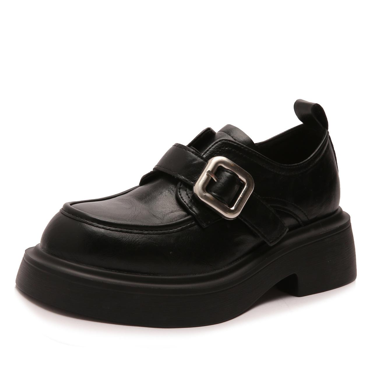 

Винтажные туфли на толстом каблуке в студенческом стиле, осень 2024 г., новые кожаные туфли на толстой подошве в британском стиле, женские туфли с круглым носком 40