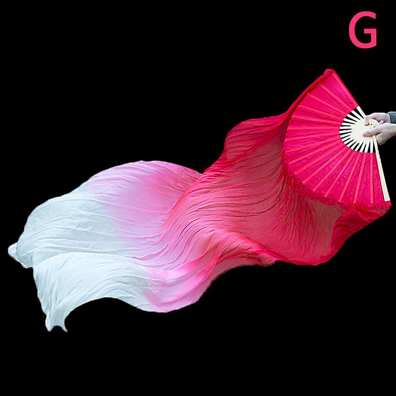 Prawa ręka 150 cm długości wachlarz do tańca Sprzedaj Pani Belly Gradient Color Dancer Ćwicz długie imitacje rekwizytów tanecznych Jedwabne wachlarze
