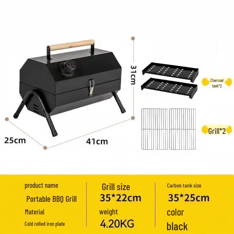 Portable Dual-Use Folding Smokeless Charcoal Grill & Frying Stove for Outdoor Camping