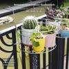 Stainless Steel Hanging Flower Holder Stand, Balcony Railing Pot Rack, Round Modern