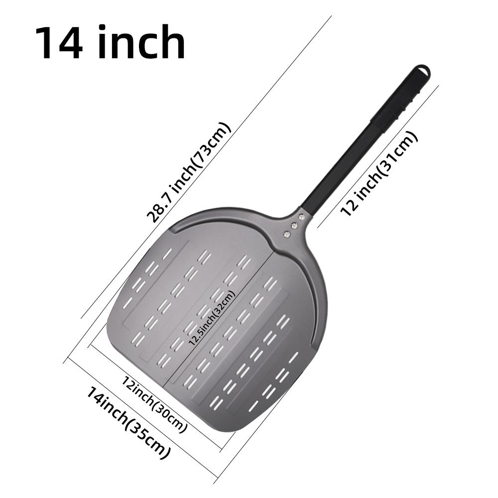 12 13 14Inch Pizza Peel Long Handle Turning Aluminum Pizza Turner Nonstick Baking Tool Perforated Paddle Kitchen Accessory