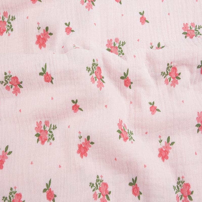 135x100cm Small Floral Double Gauze Cotton Sewing Texture Crepe Fabric, Making Home Wear Pajamas Cloth
