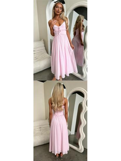 2026 European Spring/Summer Spaghetti Strap Ruffle Dress - Casual Loose Vacation Wear for Women