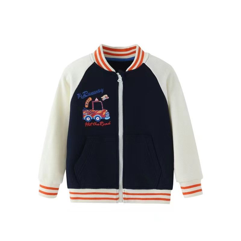 Boys' Jacket Autumn and Winter Style Children's Baseball Jacket New Thickened Spring and Autumn Top Trendy Boys' Pure Cotton Jacket