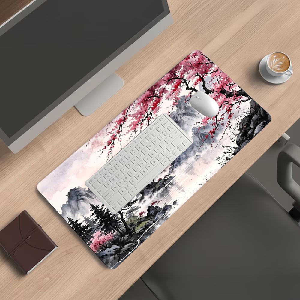 Cherry Blossom Landscape Mousepad Speed Office Desk Accessories Gaming Mats Mouse Mat Desk Pad Set Up Computer Desk Decorating