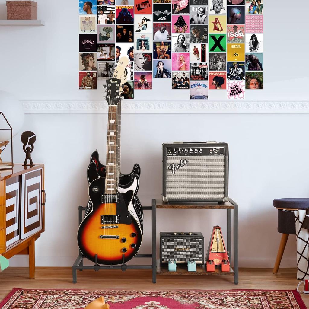 Durable, Multi-Functional Storage Stand for Acoustic Guitar, Ukulele, Electric Guitar, Bass, Wind Instruments, and Record Players. Universal Display