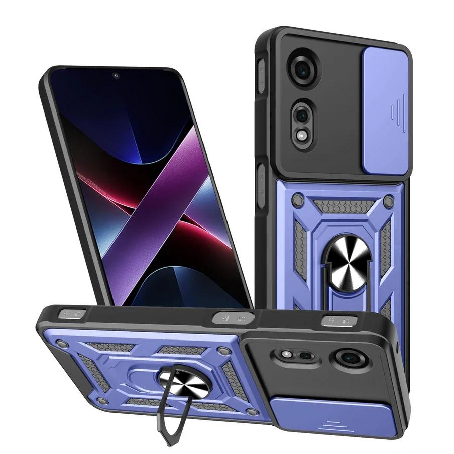 Magnetický kovový držák prstenu Kryt pro ZTE Blade A75 A55 A35 Nubia Focus Neo 3 Neo2 Posuvný objektiv Fotoaparát Nárazuvzdorný Armor Tvrdé pouzdro