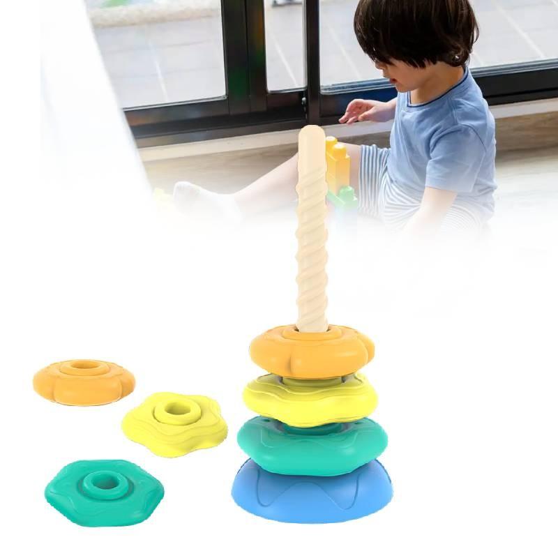 Tower Rainbow Rotating Children Early Education Educational Plastic Toys Gifts